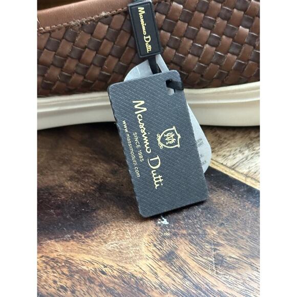 NWT Massimo Dutti Men's Brown Braided Leather Slip On Sneakers Size 11 - Picture 6 of 8